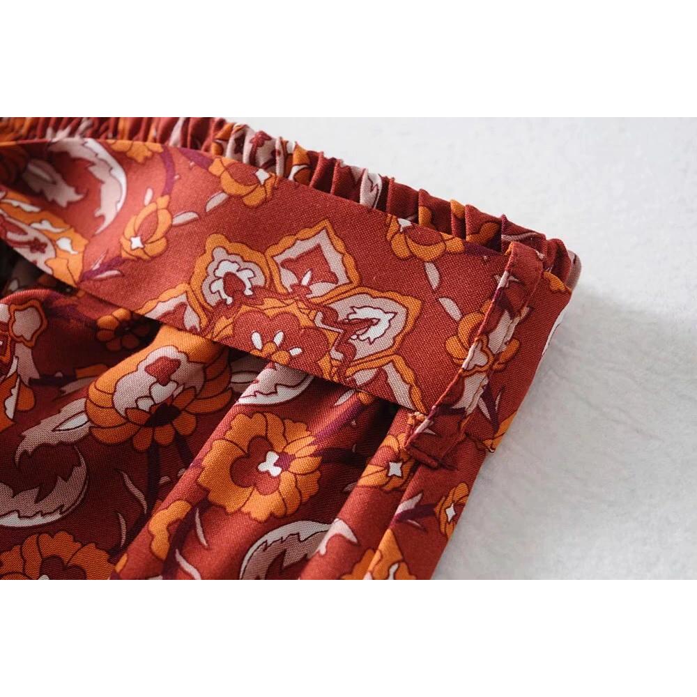 bohemian floral breathable pants