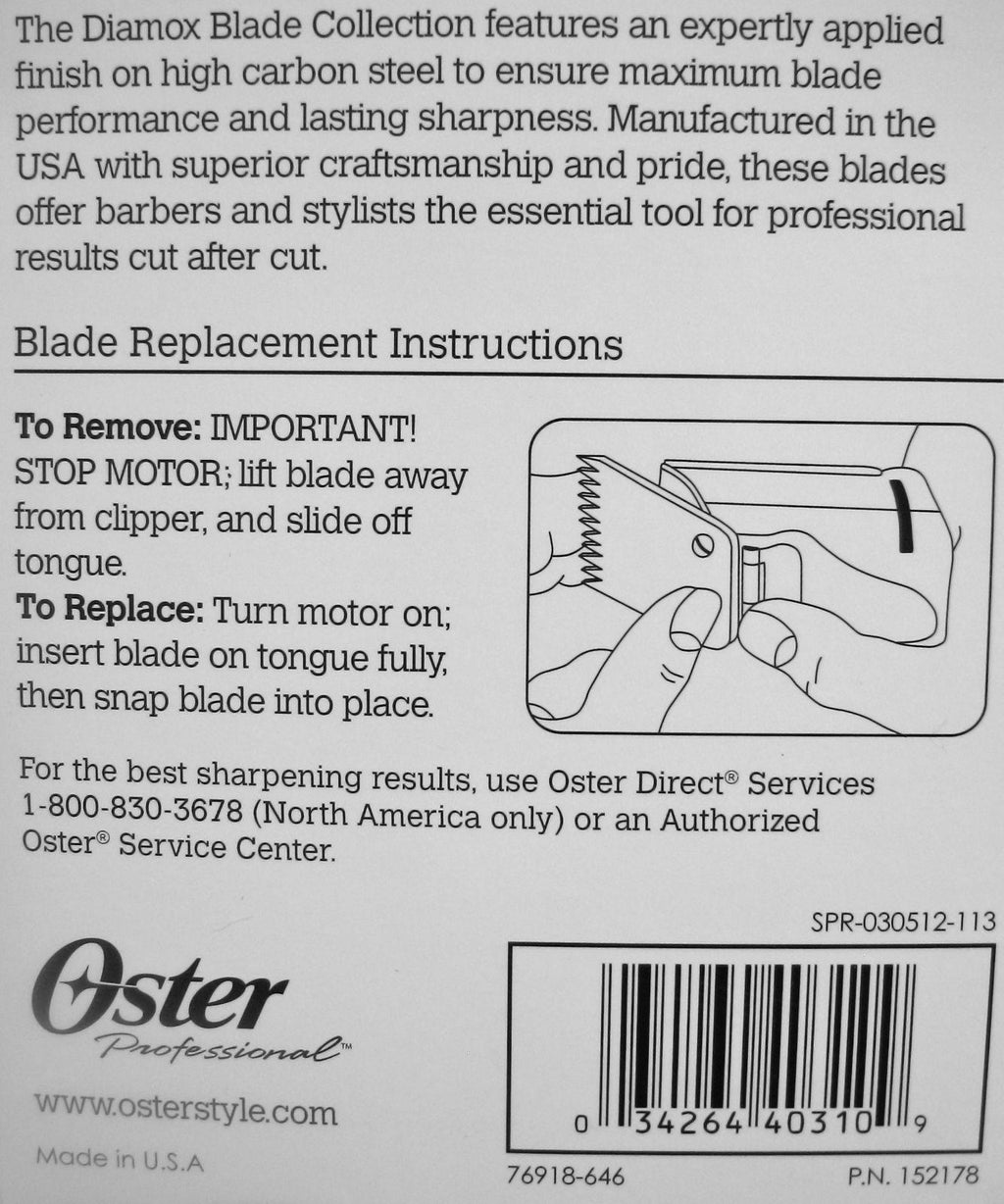 Oster  / Classic 76 Black Diamox Detachable Clipper Replacement Blade NEW!