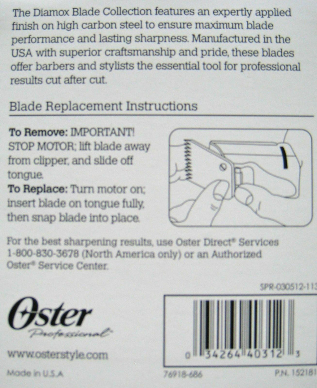 Oster  / Classic 76 Black Diamox Detachable Clipper Replacement Blade NEW!