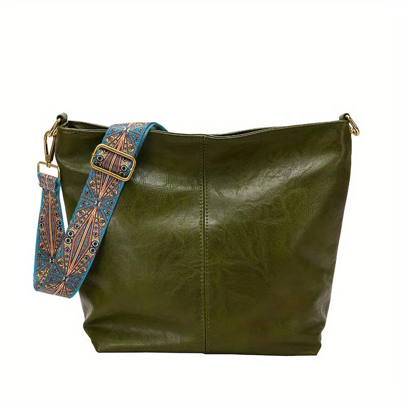 Geometric Strap Hobo Bag, LarCapacity Crossbody Bag, Women's Retro Style Shoulder Bag