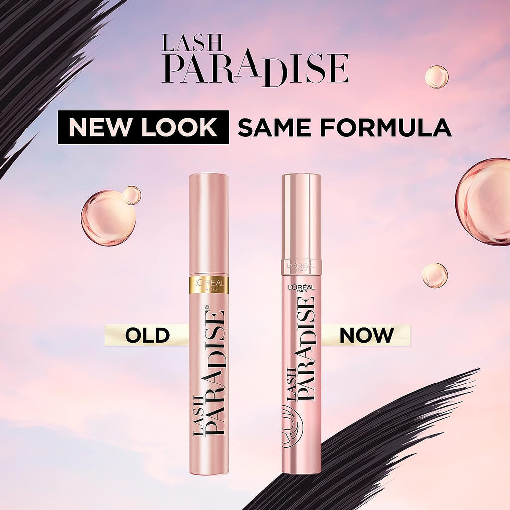 L'Oreal Paris Makeup Lash Paradise Mascara, Voluptuous Volume, Intense Length, Feathery Soft Full Lashes, No Flaking, No Smudging, No Clumping, Black, 0.25 Fl Oz (Pack of 1) Packaging May Vary
