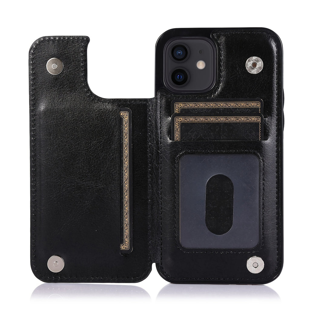 For  15/ 14/ 13/ 12/ 11 Pro Max/ Mini/ XR/ XS Max/ SE 2022/2020/ 7/ 8 Plus Wallet Case With Card Holder, PU Faux Leather Kickstand Card Slots Case, Double Magnetic Clasp And Durable Shockproof Cover
