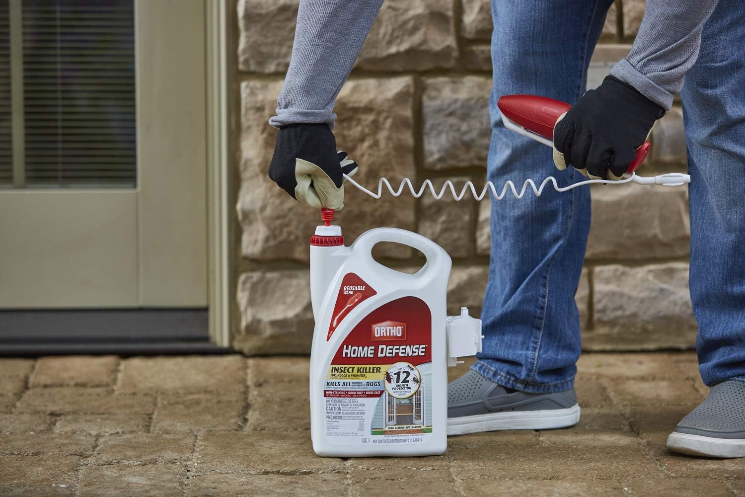 Ortho Home Defense Insect Killer for Indoor &amp; Perimeter2: With Comfort Wand, Kills Ants, Cockroaches, Spiders, Fleas &amp; Ticks, Odor Free, 1.1 gal.