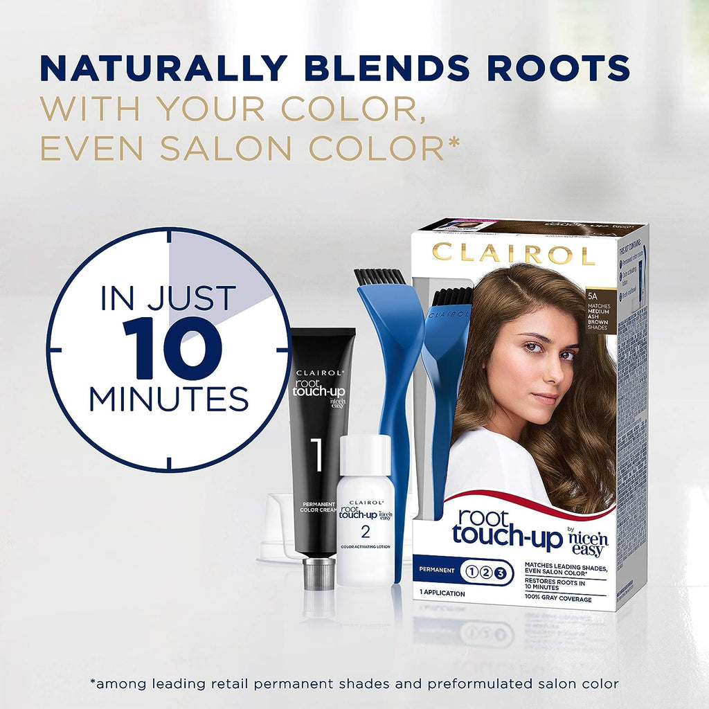 Clairol Root Touch-Up by Nice'n Easy Permanent Hair Dye, 5G Medium Golden Brown Hair Color, Pack of 2