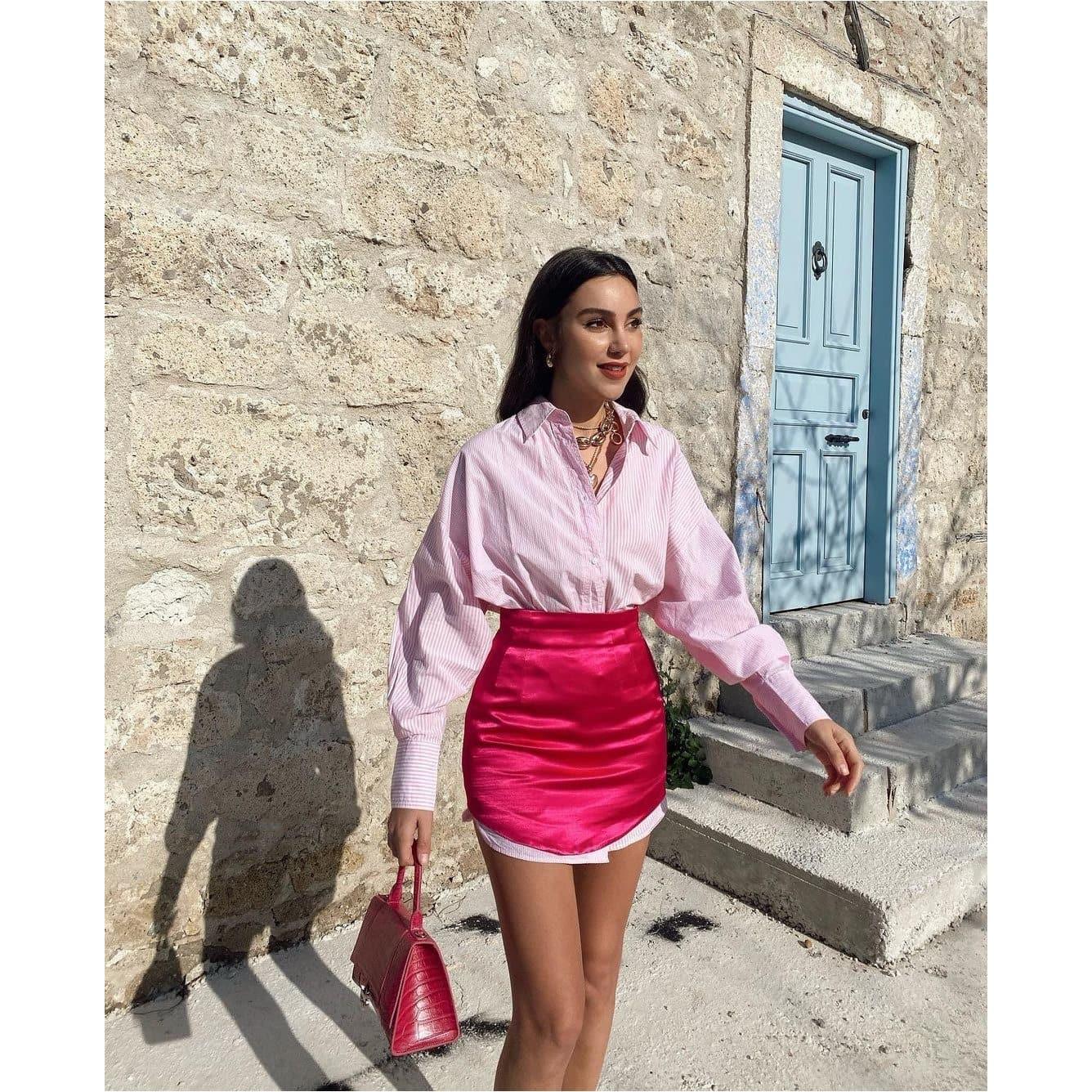 high waist slim elegant mini skirt