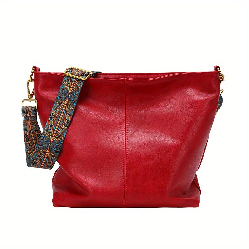 Geometric Strap Hobo Bag, LarCapacity Crossbody Bag, Women's Retro Style Shoulder Bag