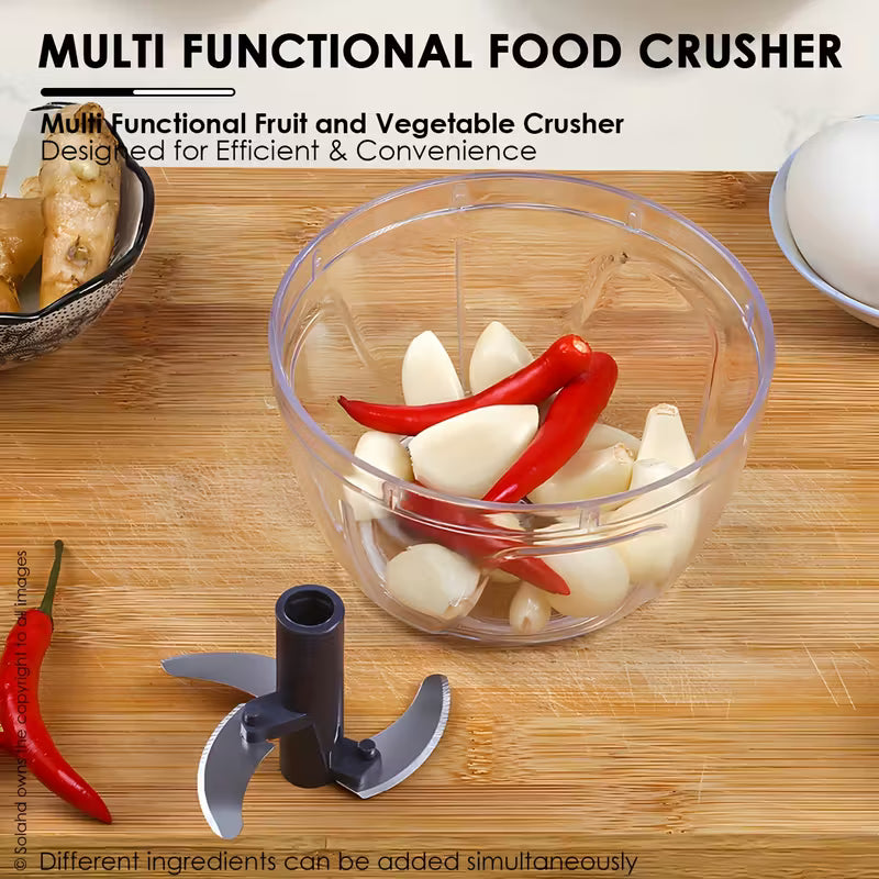 1pc Stainless Steel Garlic Maker - Manual Food Processor & Multi-Chopper with Easy Pull String Design - Durable, BPA-Free for Quick Onion, Garlic, Vegetable, Fruit, Nut & Herb Slicing - Essential Kitchen Accessory