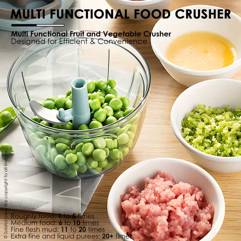 1pc Stainless Steel Garlic Maker - Manual Food Processor & Multi-Chopper with Easy Pull String Design - Durable, BPA-Free for Quick Onion, Garlic, Vegetable, Fruit, Nut & Herb Slicing - Essential Kitchen Accessory