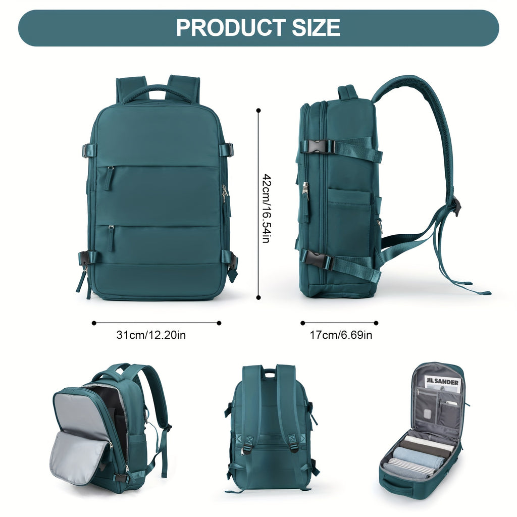 LarTravel Backpack, Carry On Backpack, HiBackpack, Waterproof Outdoor Sports Rucksack, Casual Daypack, School Bag, Fit 14 Inch Laptop With USB Charging Port &amp; Shoes Compartment