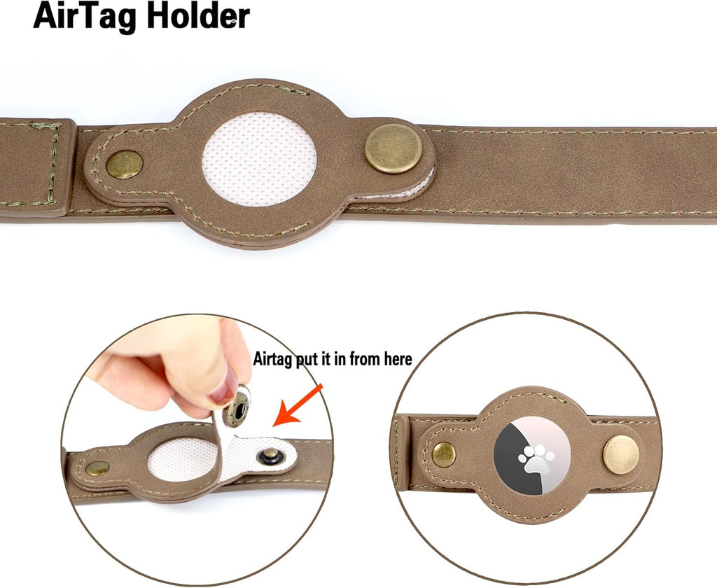 AirTag Dog Collar for Small Dogs Puppy - Soft Leather Dog Collar with Apple AirTag Holder and Metal Buckle - Smart Tracker GPS Apple Air Tag Pet Collars (Red, S)