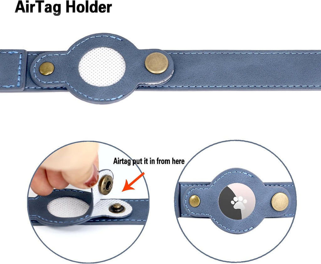 AirTag Dog Collar for Small Dogs Puppy - Soft Leather Dog Collar with Apple AirTag Holder and Metal Buckle - Smart Tracker GPS Apple Air Tag Pet Collars (Red, S)