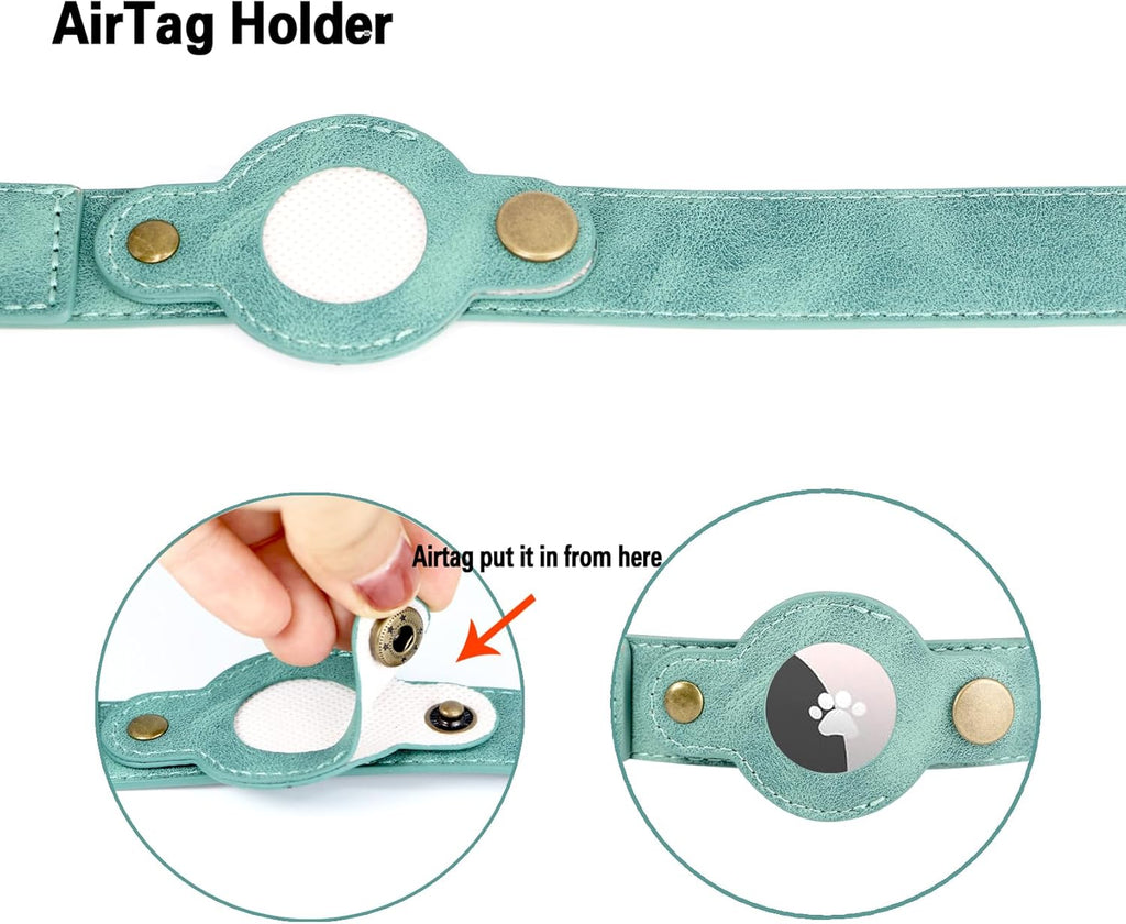 AirTag Dog Collar for Small Dogs Puppy - Soft Leather Dog Collar with Apple AirTag Holder and Metal Buckle - Smart Tracker GPS Apple Air Tag Pet Collars (Red, S)