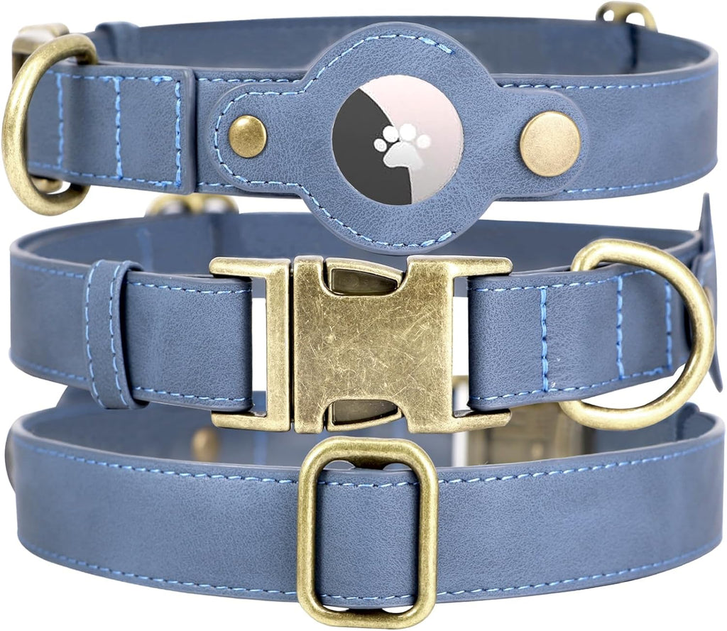 AirTag Dog Collar for Small Dogs Puppy - Soft Leather Dog Collar with Apple AirTag Holder and Metal Buckle - Smart Tracker GPS Apple Air Tag Pet Collars (Red, S)