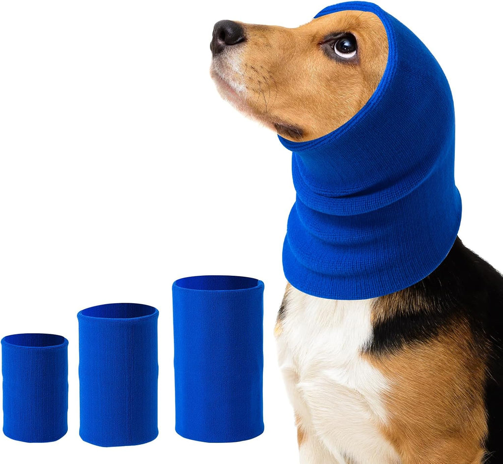 3Pack Dog Calming Hoodie for Small Medium Large Dogs High Elastic Pet Anxiety Relief Ear Wrap Cat Calming Collar Noise Reduce Protection for Fireworks,Thunder,Force Drying (Grey)