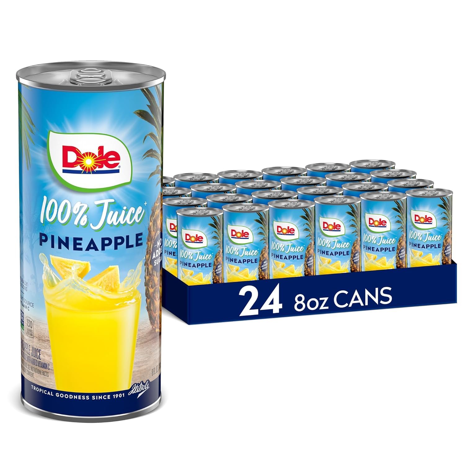 Dole 100% Pineapple Juice - Dole Canned Juice - No Sugar Added - 46 fl oz Cans - 6 Pack