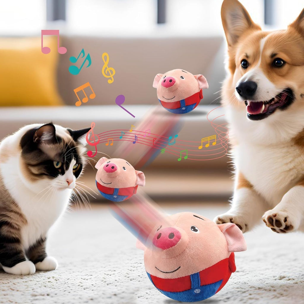 Active Moving Pet Plush Toy,2026 Upgrade Interactive Squeaky Talking Moving Dog Ball Toy, Washable Cartoon Pig Plush Toy for Dogs Puppies to Keep Them Busy. (#A6)