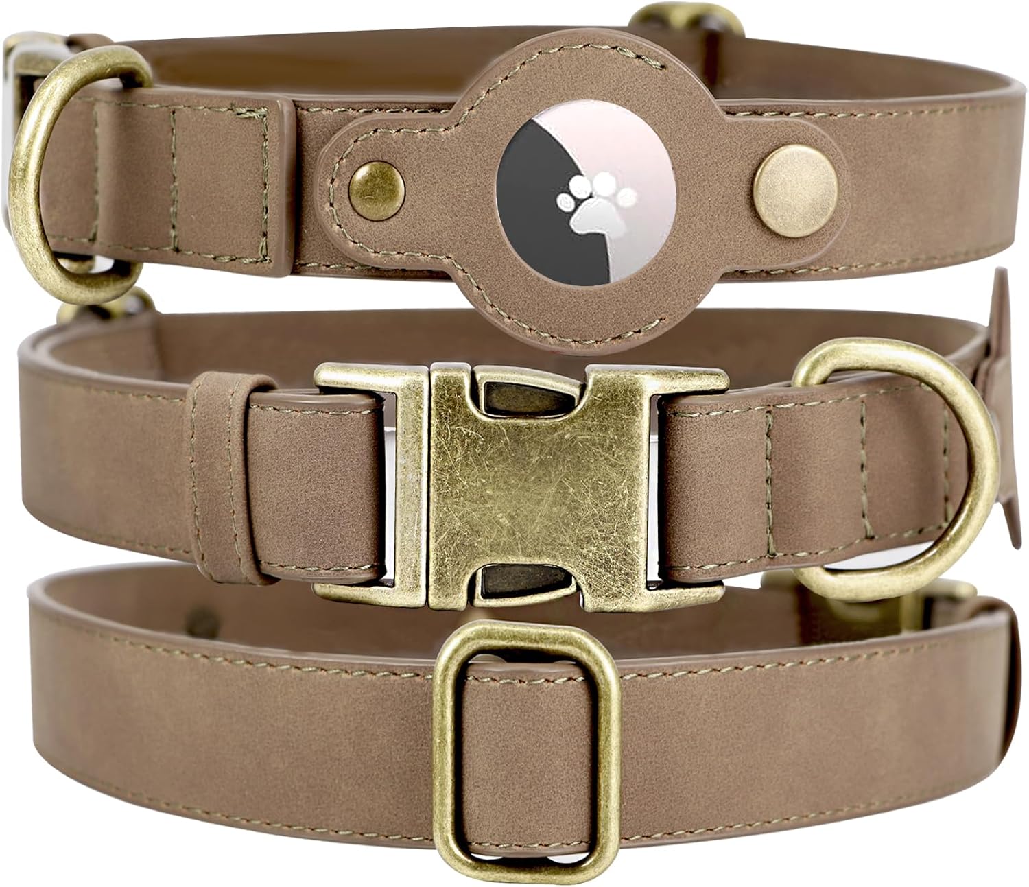 AirTag Dog Collar for Small Dogs Puppy - Soft Leather Dog Collar with Apple AirTag Holder and Metal Buckle - Smart Tracker GPS Apple Air Tag Pet Collars (Red, S)