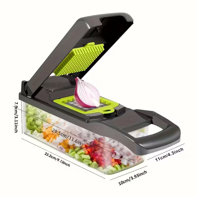 15pcs multifunctional vegetable chopper-stainless steel blade, handle food grinder, vegetable slicer, and onion chopper- suitable for french fries, large capacity slicers, and shredders-perfect for daily kitchen use-an excellent gift for housewives