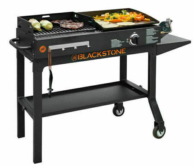 Griddle and Charcoal Grill Combo Flat Top Gas Hibachi Station BBQ NEW