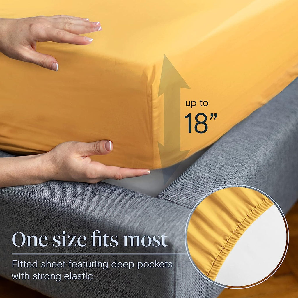 LuxClub 6 PC Full Size Sheet Set Bamboo Sheets Deep Pockets 18" Eco Friendly Wrinkle Free Cooling Sheets Machine Washable Hotel Bedding Silky Soft - Medallion Gold Full