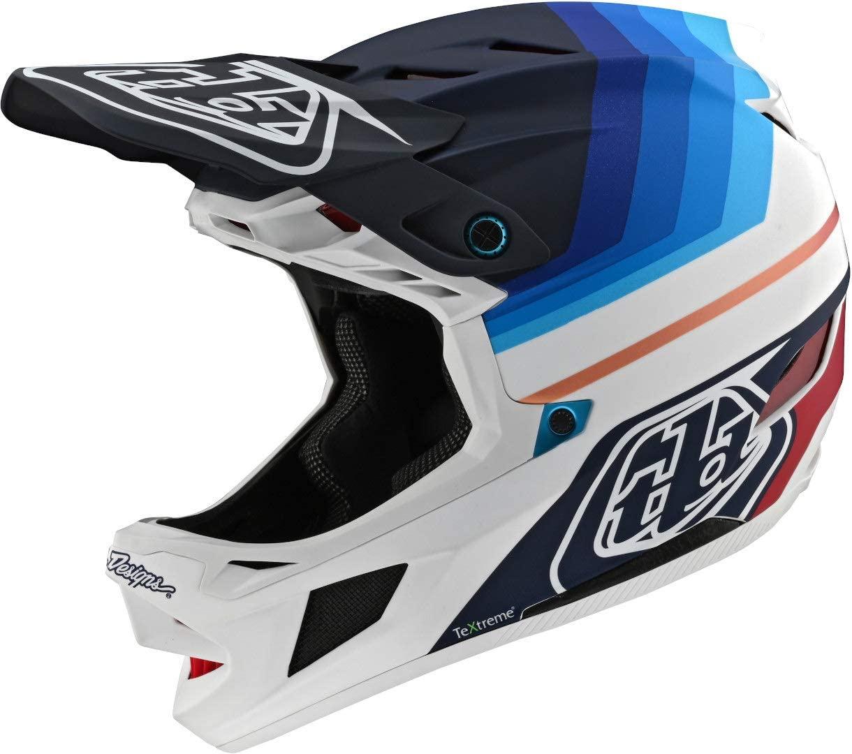 Troy Lee Designs Adult | BMX | Downhill | Mountain Bike | Full Face D4 Carbon MIPS Mirage Helmet (XX-Large, Navy/White)