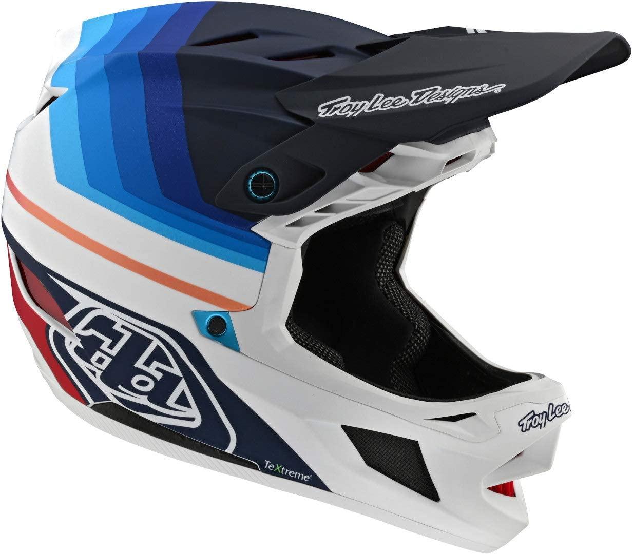 Troy Lee Designs Adult | BMX | Downhill | Mountain Bike | Full Face D4 Carbon MIPS Mirage Helmet (XX-Large, Navy/White)