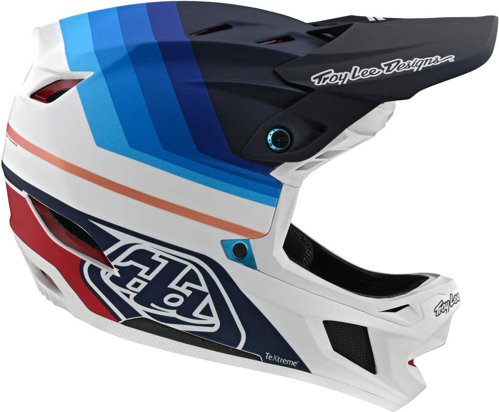 Troy Lee Designs Adult | BMX | Downhill | Mountain Bike | Full Face D4 Carbon MIPS Mirage Helmet (XX-Large, Navy/White)