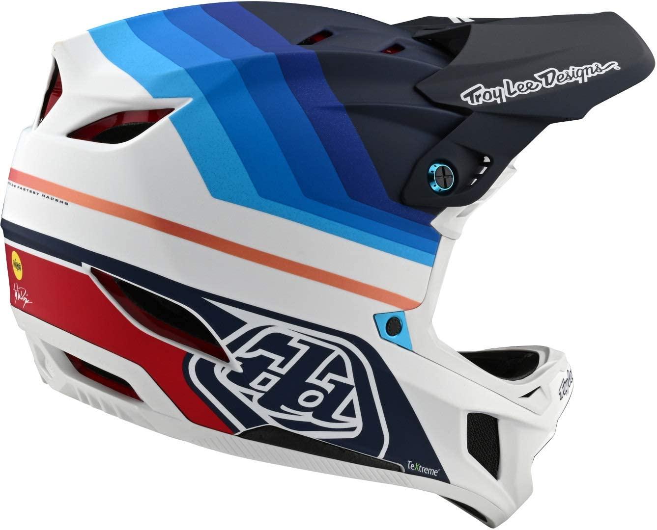Troy Lee Designs Adult | BMX | Downhill | Mountain Bike | Full Face D4 Carbon MIPS Mirage Helmet (XX-Large, Navy/White)