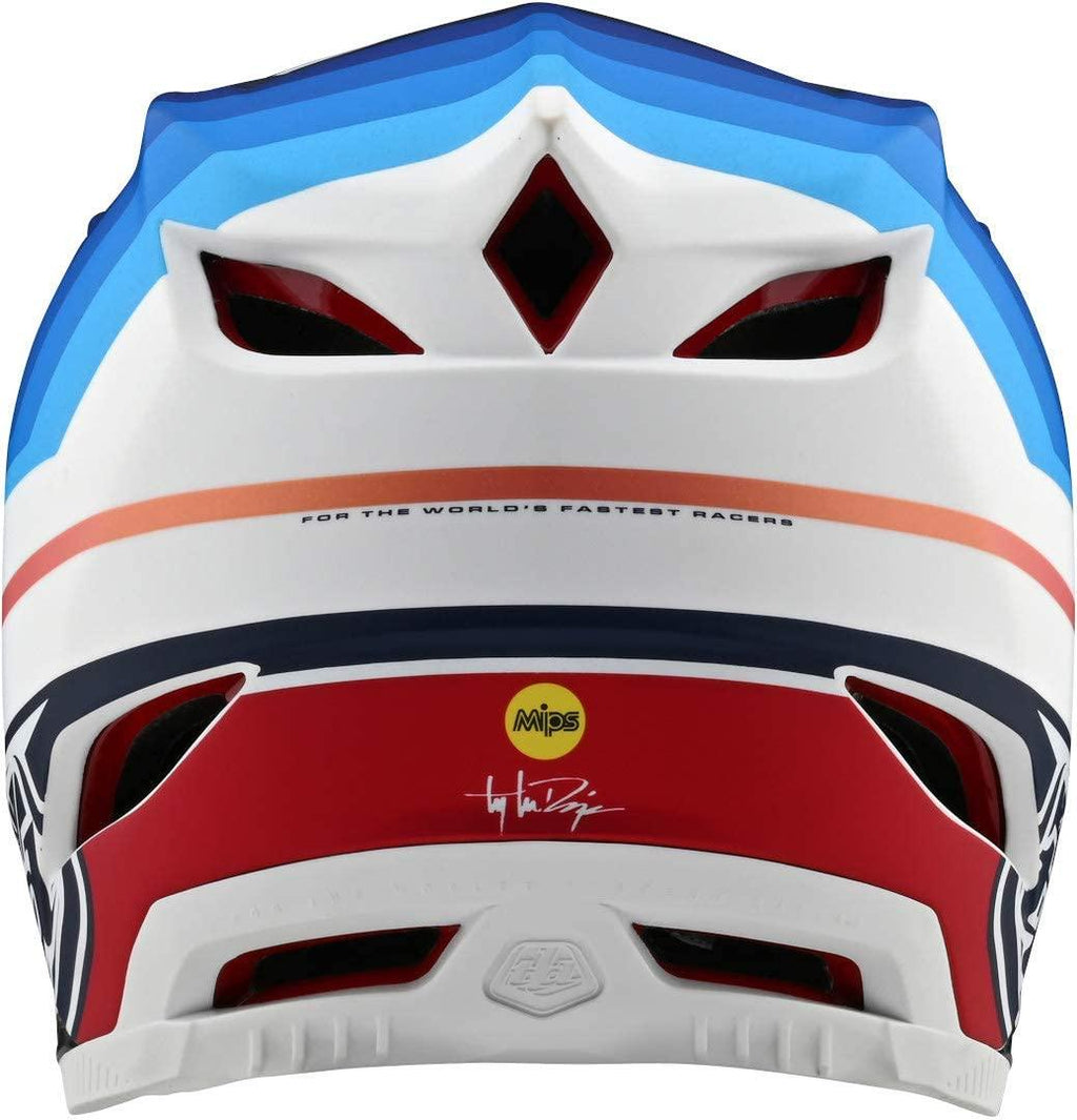 Troy Lee Designs Adult | BMX | Downhill | Mountain Bike | Full Face D4 Carbon MIPS Mirage Helmet (XX-Large, Navy/White)