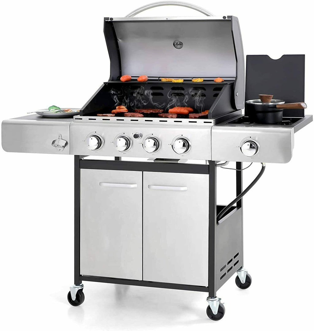 Propane Gas Grill 4 Burner Liquid Propane Gas Grill BBQ Steel Outdoor Cooking