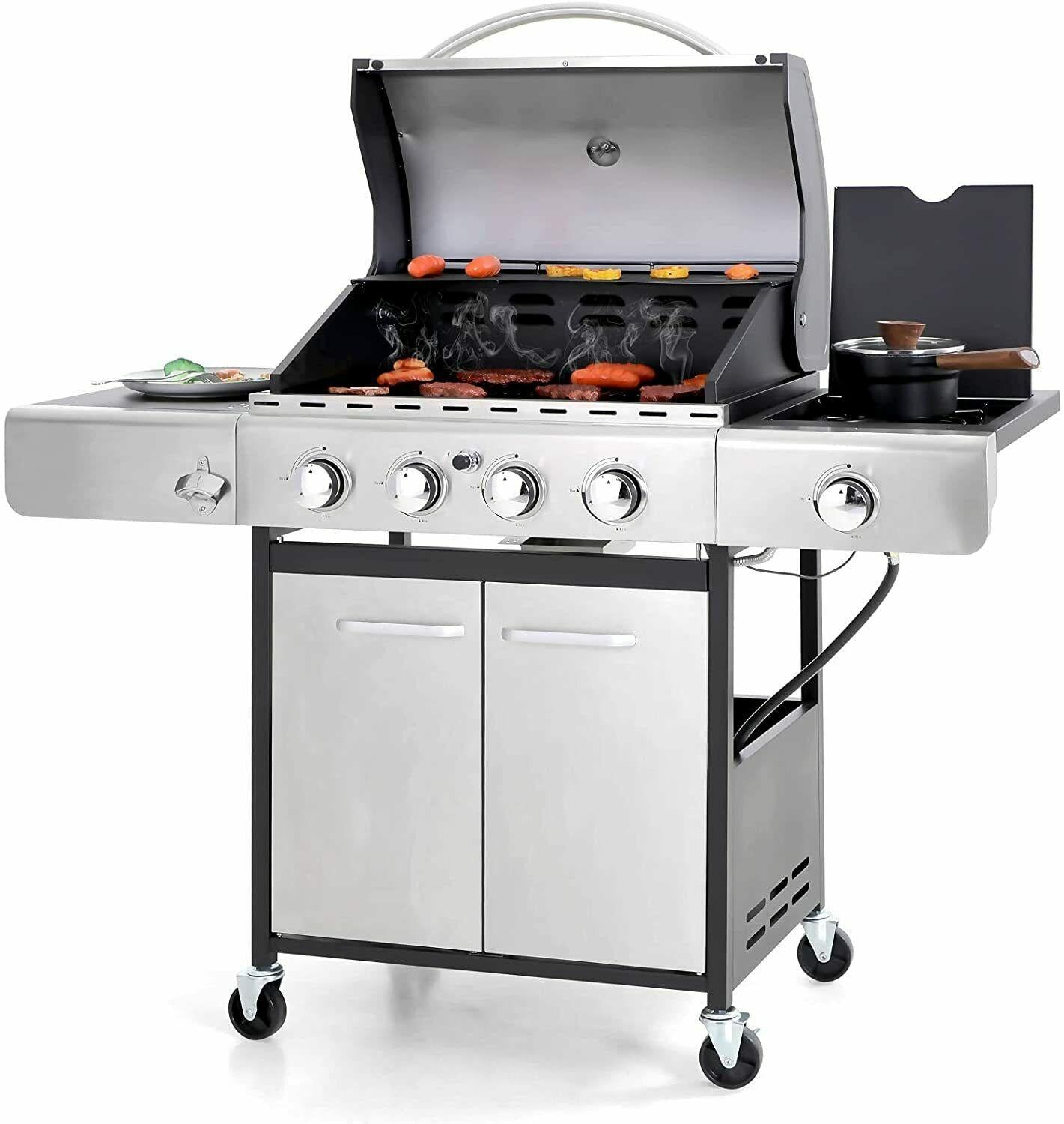 Propane Gas Grill 4 Burner Liquid Propane Gas Grill BBQ Steel Outdoor Cooking