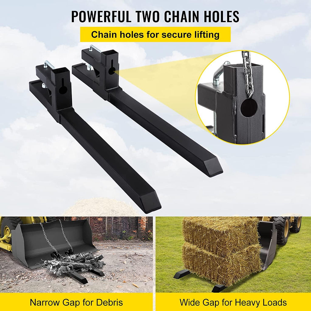 Mophorn Pallet Forks 42.9" 4000 Lbs Max, Clamp On Tractor Bucket Forks 58.7" Total Length, Heavy Duty Front Loader Forks, Fork Attachment for Skid Steer,Loader Bucket