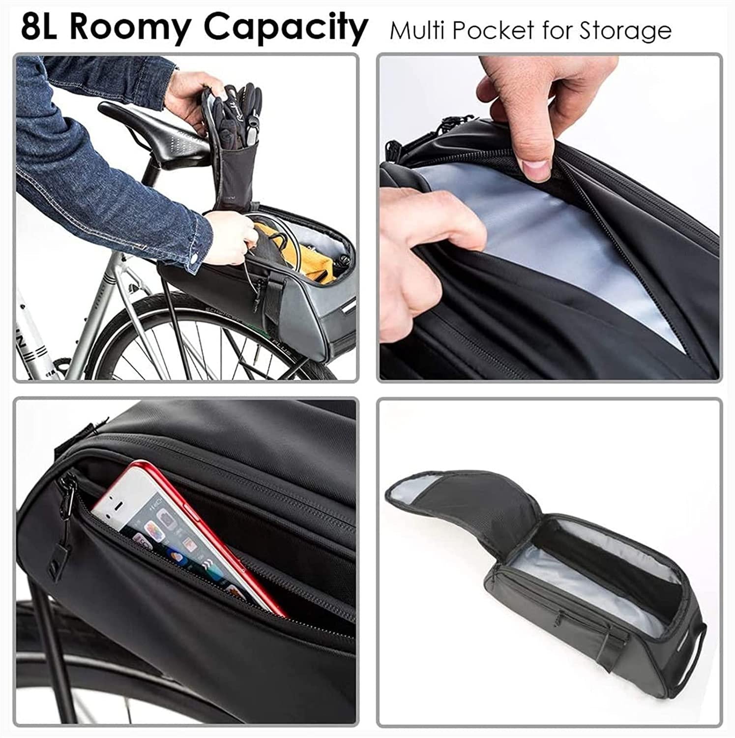 DALIZHAI777 Bike Bag 8L Bicycle Reflector Bag Bike Rear Seat Luggage Storage Bag Bicycle Strap Chest Bag Travel Outdoors Large Capacity Oxford Cloth Bike Trunk Bag Bicycle Accessories