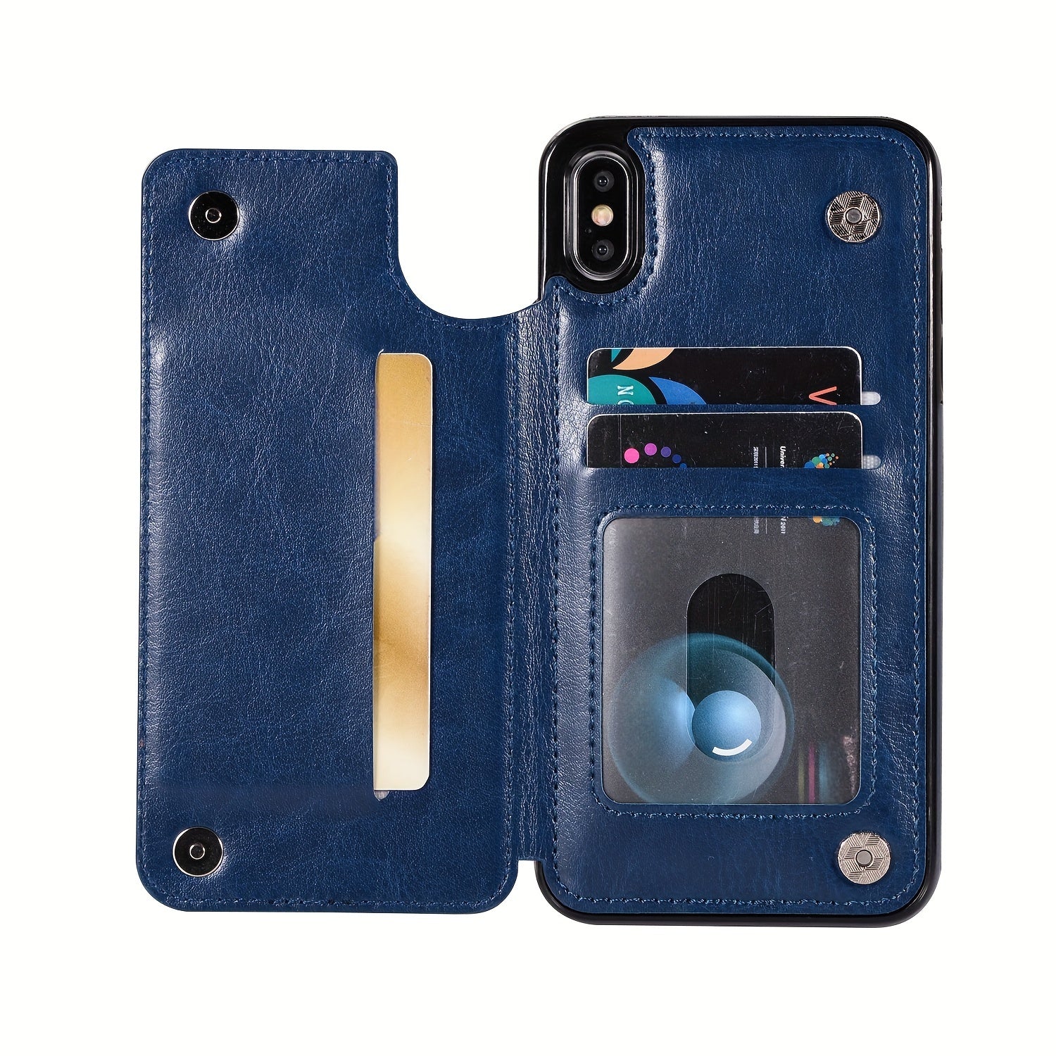 For  15/ 14/ 13/ 12/ 11 Pro Max/ Mini/ XR/ XS Max/ SE 2022/2020/ 7/ 8 Plus Wallet Case With Card Holder, PU Faux Leather Kickstand Card Slots Case, Double Magnetic Clasp And Durable Shockproof Cover