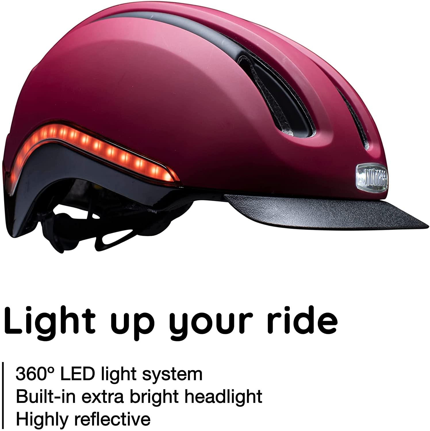 Nutcase, VIO Bike Helmet with LED Lights and MIPS Protection for Road Cycling and Commuting