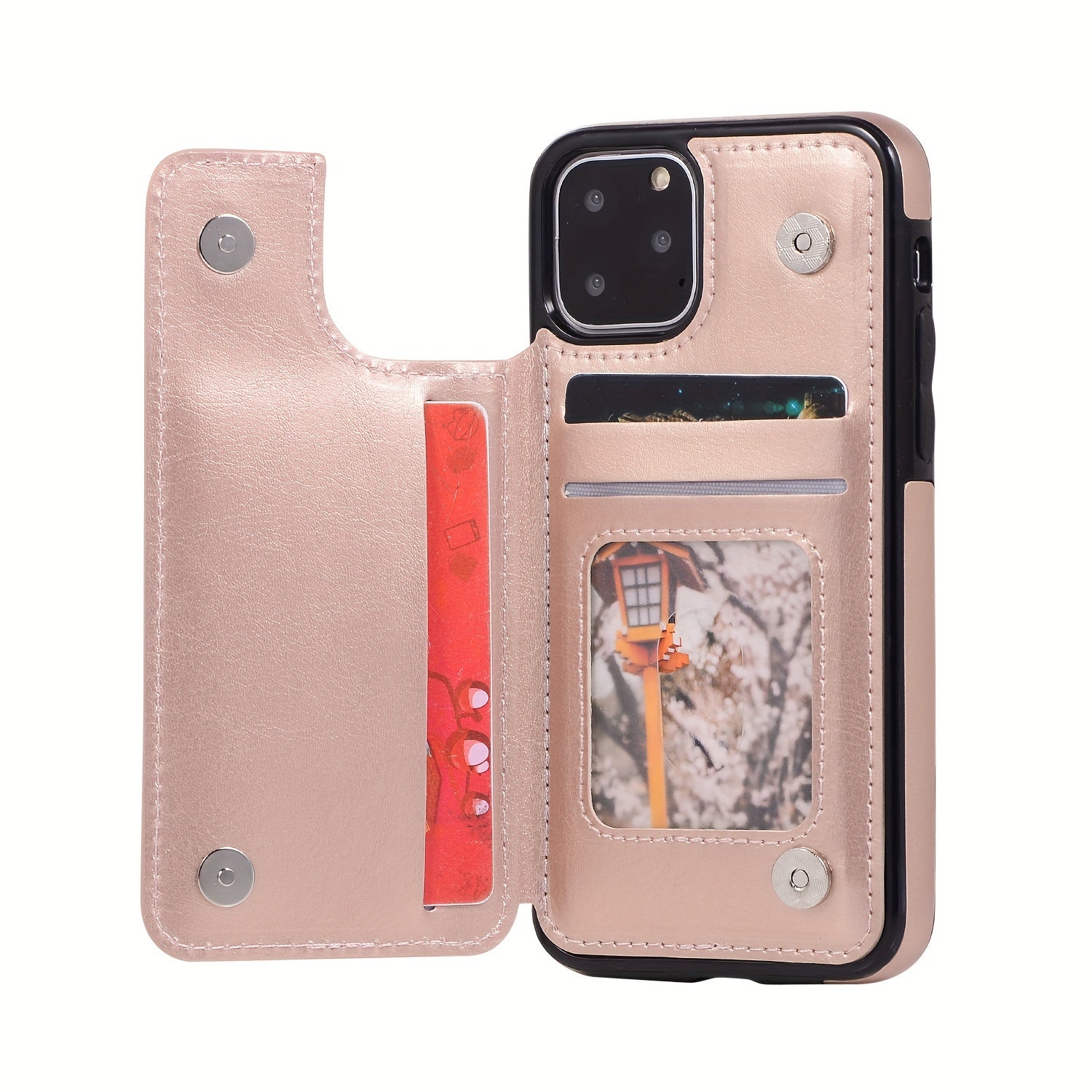 For  15/ 14/ 13/ 12/ 11 Pro Max/ Mini/ XR/ XS Max/ SE 2022/2020/ 7/ 8 Plus Wallet Case With Card Holder, PU Faux Leather Kickstand Card Slots Case, Double Magnetic Clasp And Durable Shockproof Cover