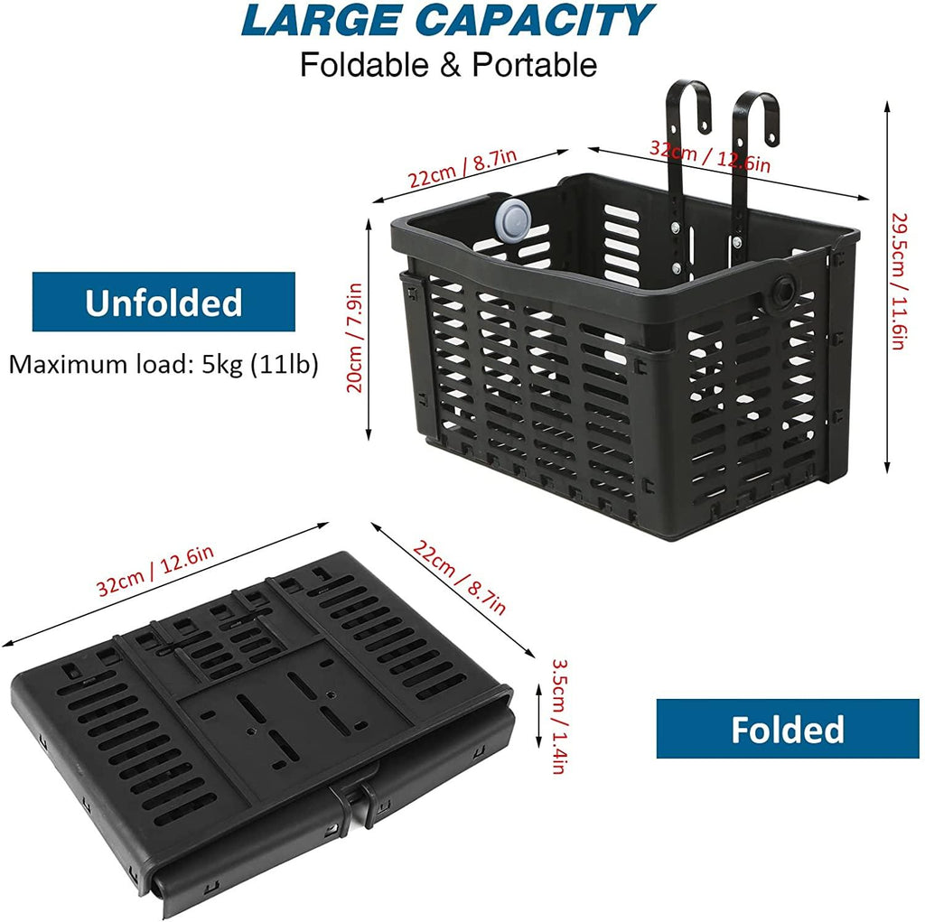 DALIZHAI777 Bike Bag Bike Front Basket Detachable Plastic Bike Handlebar Front Basket with Handle Durable Bicycle Rear Rack Luggage Carrier Hanging Basket Bicycle Accessories