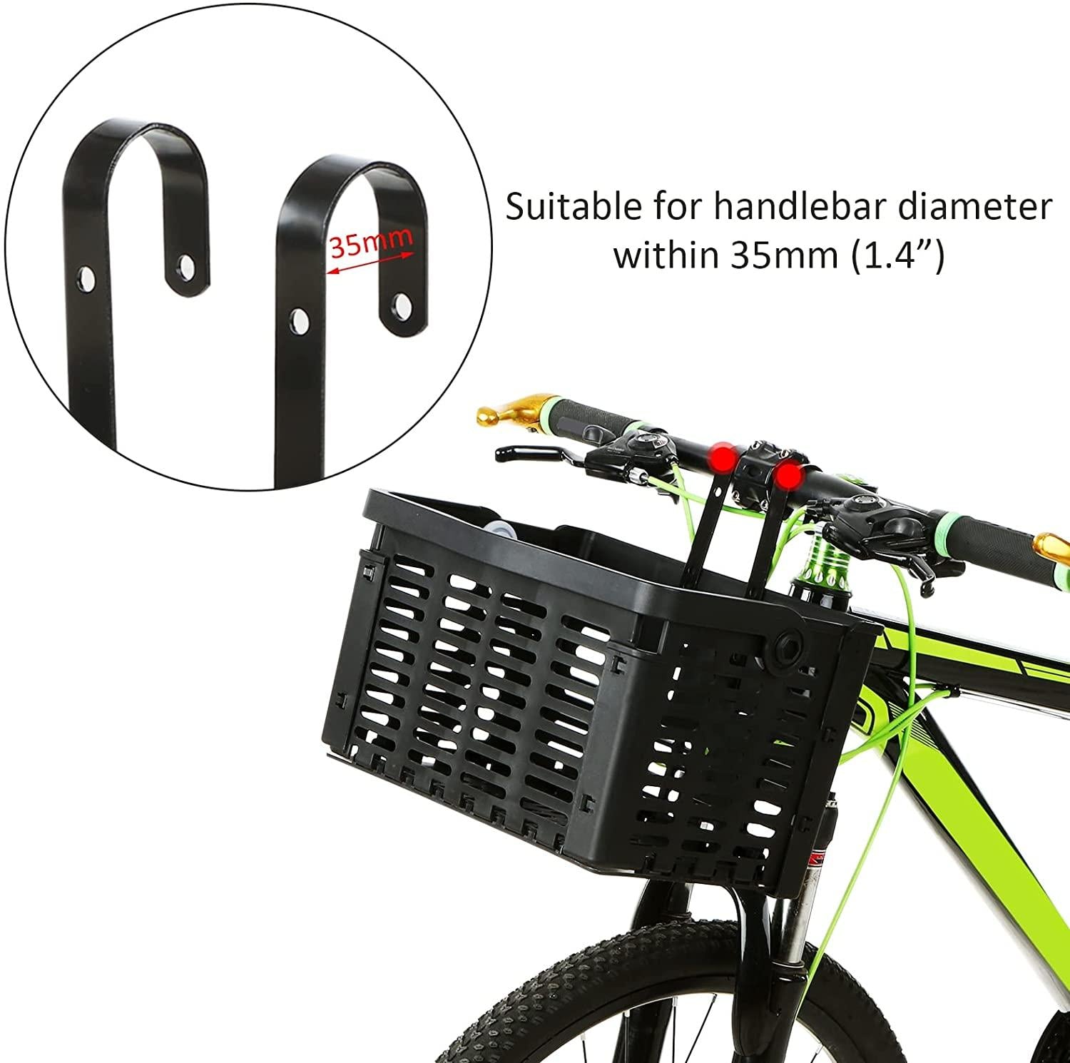 DALIZHAI777 Bike Bag Bike Front Basket Detachable Plastic Bike Handlebar Front Basket with Handle Durable Bicycle Rear Rack Luggage Carrier Hanging Basket Bicycle Accessories