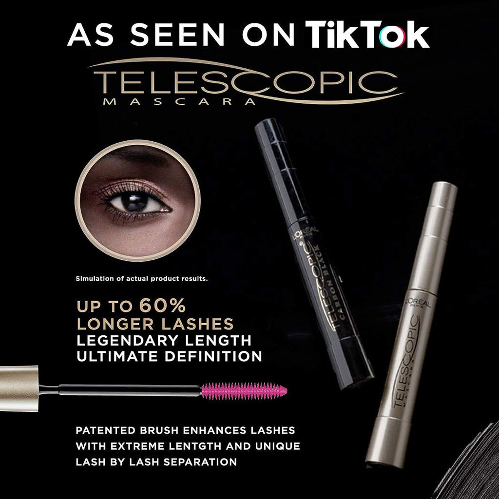 L’Oréal Paris Makeup Telescopic Original Lengthening Mascara, Carbon Black, 0.27 Fl Oz (Pack of 1)