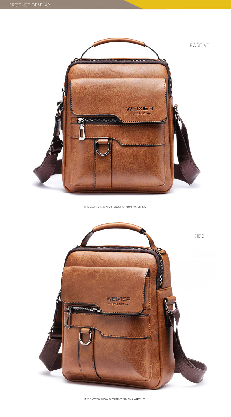 WEIXIER 1/2pcs Crossbody Bag, Men's Shoulder Bag, Retro Faux Leather Vertical Business Casual Satchel Bag, Men's Gift For Father/Anniversary