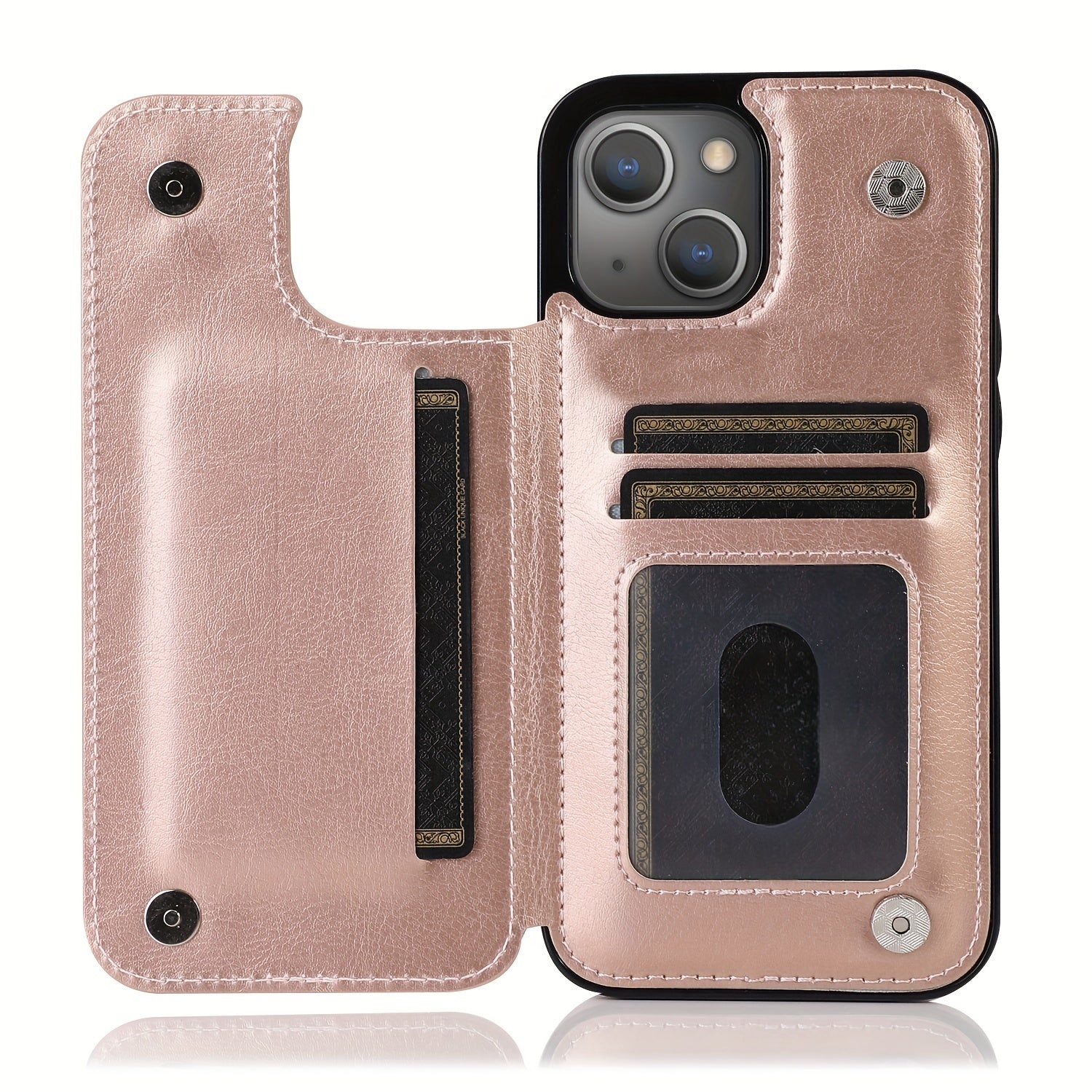 For  15/ 14/ 13/ 12/ 11 Pro Max/ Mini/ XR/ XS Max/ SE 2022/2020/ 7/ 8 Plus Wallet Case With Card Holder, PU Faux Leather Kickstand Card Slots Case, Double Magnetic Clasp And Durable Shockproof Cover