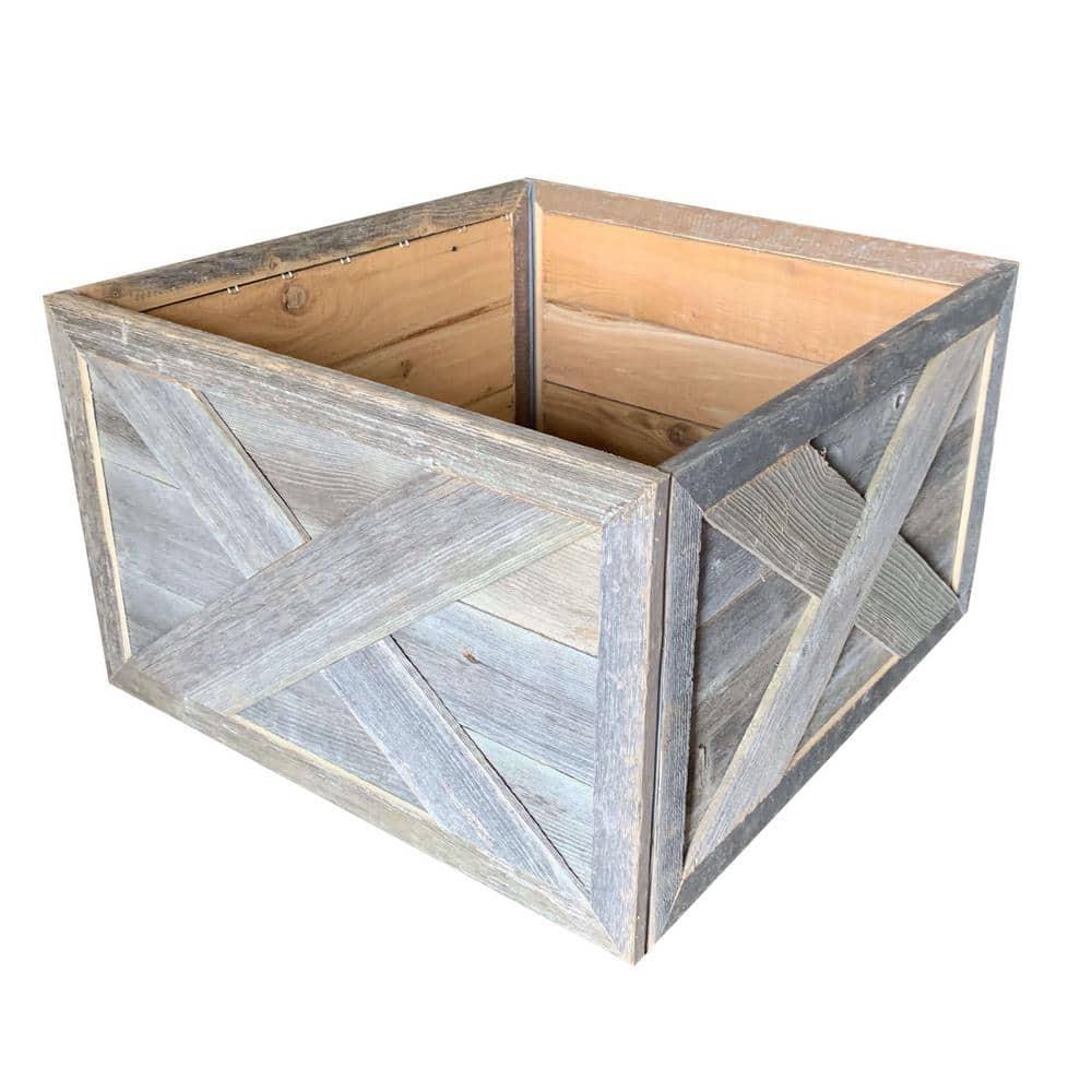 Farmhouse Deluxe 17.5 in. W x 11.5 in. H, 24 in. Dia, Weathered Gray Decorative Christmas Tree Box Collar