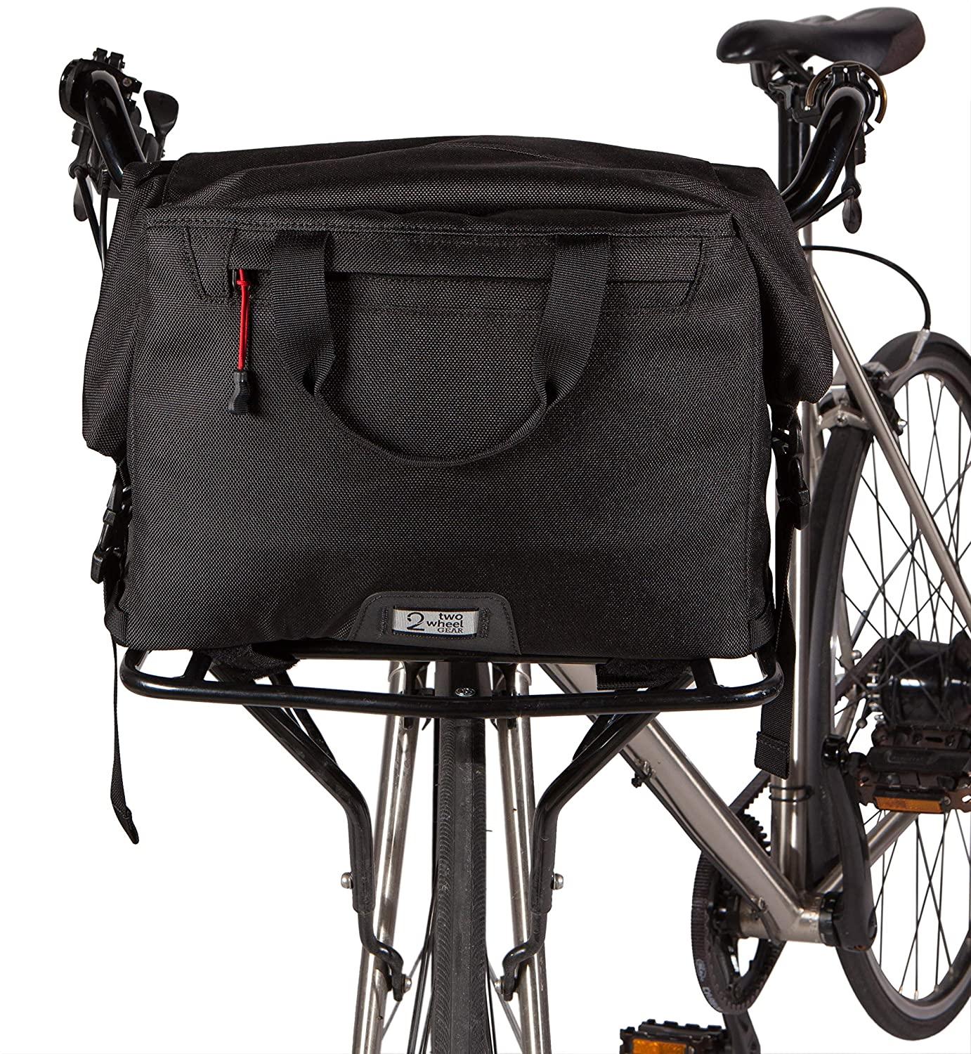 Two Wheel Gear - 4 in 1 Dayliner Box Bag - Water Resistant Bike Bag for Handlebars, Rear Trunk, Front Rack or Carried as Roll Top Messenger