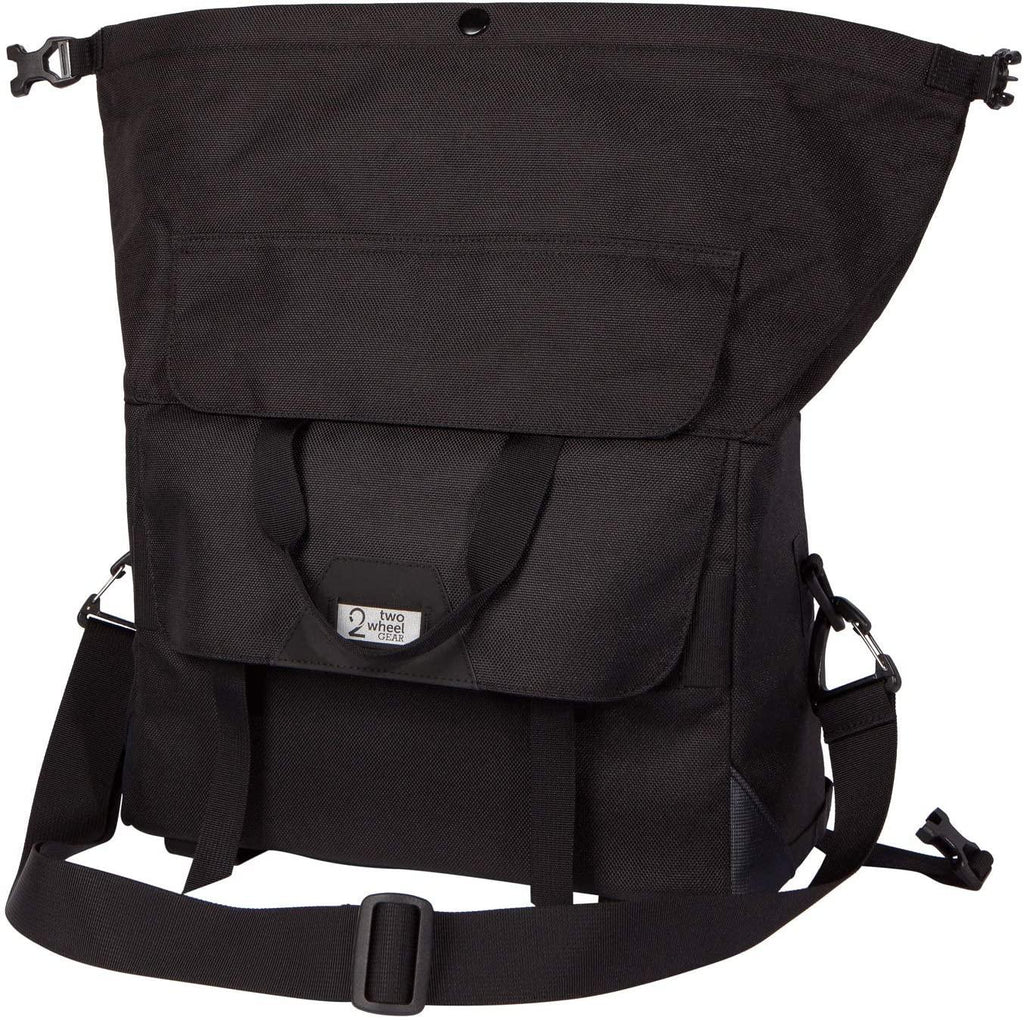 Two Wheel Gear - 4 in 1 Dayliner Box Bag - Water Resistant Bike Bag for Handlebars, Rear Trunk, Front Rack or Carried as Roll Top Messenger