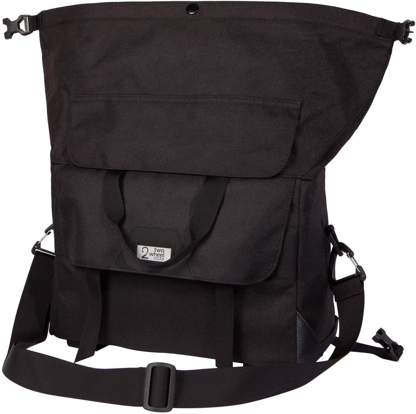Two Wheel Gear - 4 in 1 Dayliner Box Bag - Water Resistant Bike Bag for Handlebars, Rear Trunk, Front Rack or Carried as Roll Top Messenger