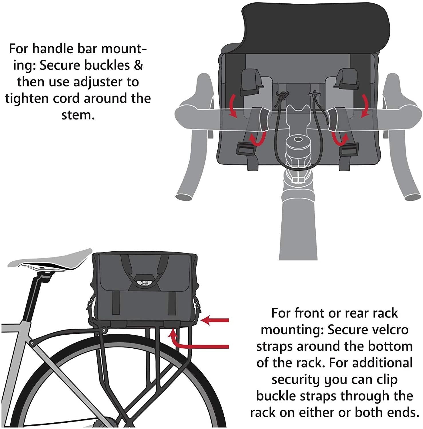 Two Wheel Gear - 4 in 1 Dayliner Box Bag - Water Resistant Bike Bag for Handlebars, Rear Trunk, Front Rack or Carried as Roll Top Messenger