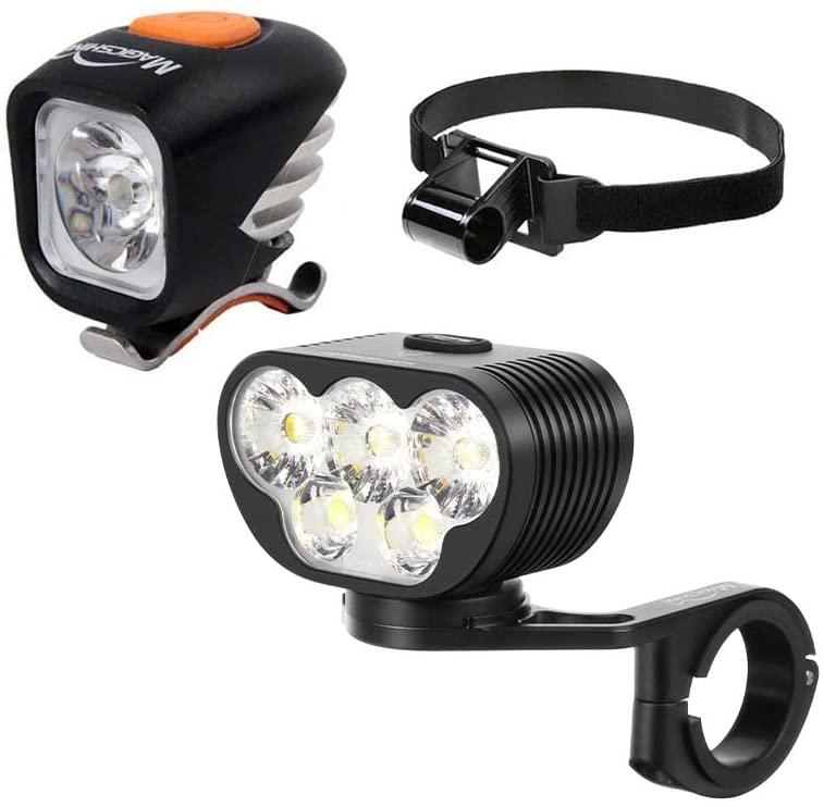 Magicshine Enduro MTB Bike Lights Set, MJ-900 Helmet Light and Monteer 6500 Handlebar Light, Powerful Mountain Biking Light kit with Helmet Strap Enduro Trail Offroad