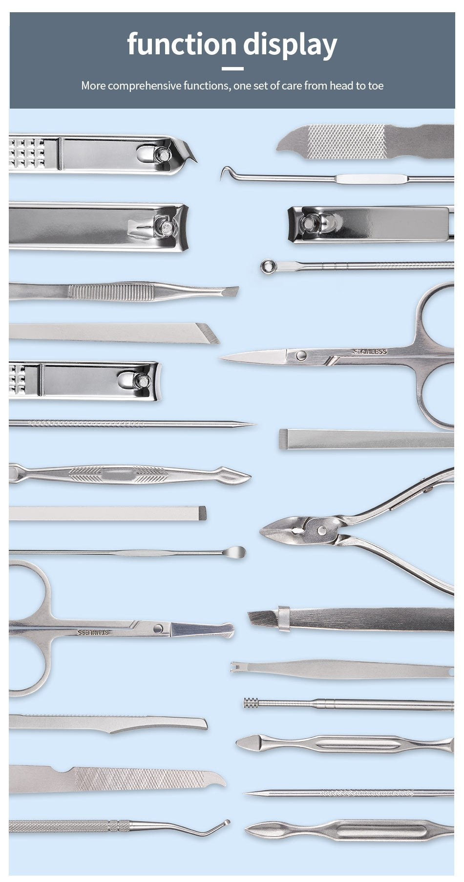 Nail Clipper Set 11/26pcs Set Manicure Set  Anti Splash Fingernail Cutter  Steel Nail Scissor Cuticle Tools