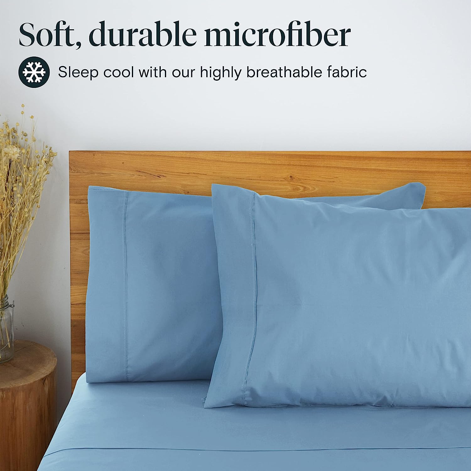 LuxClub 6 PC California King Size Sheet Set Bamboo Sheets Deep Pockets 18" Eco Friendly Wrinkle Free Cooling Sheets Machine Washable Hotel Bedding Silky Soft - Light Blue California King