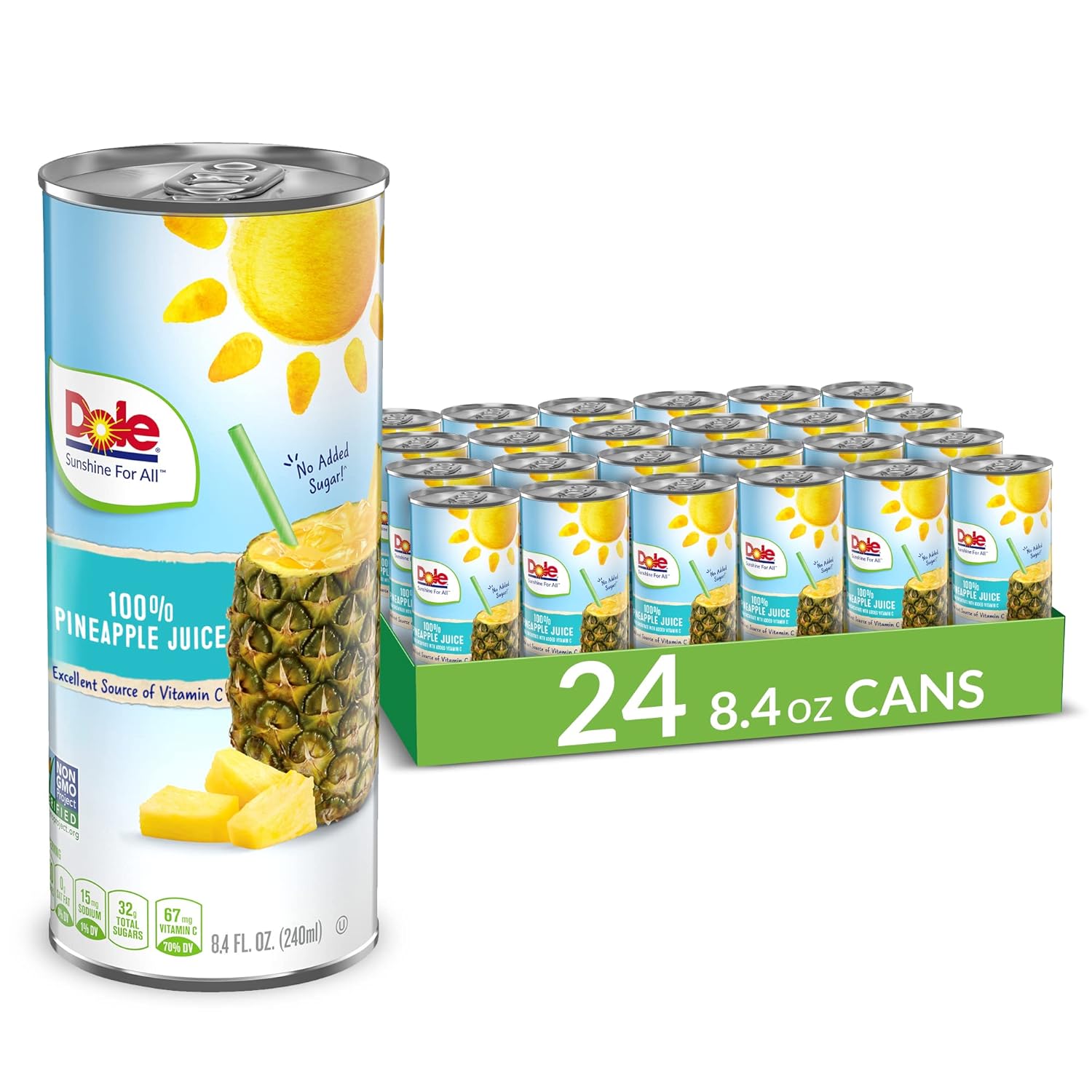 Dole 100% Pineapple Juice - Dole Canned Juice - No Sugar Added - 46 fl oz Cans - 6 Pack